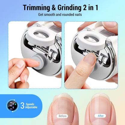 Electric Dual-Blade Nail Clipper with Magnifier & LED Light