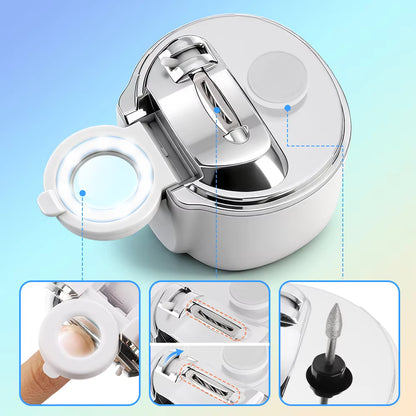 Electric Dual-Blade Nail Clipper with Magnifier & LED Light