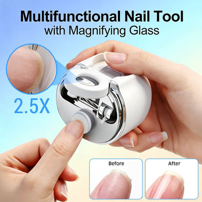 Electric Dual-Blade Nail Clipper with Magnifier & LED Light