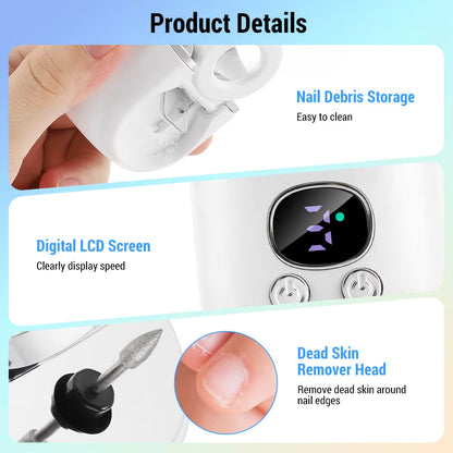 Electric Dual-Blade Nail Clipper with Magnifier & LED Light