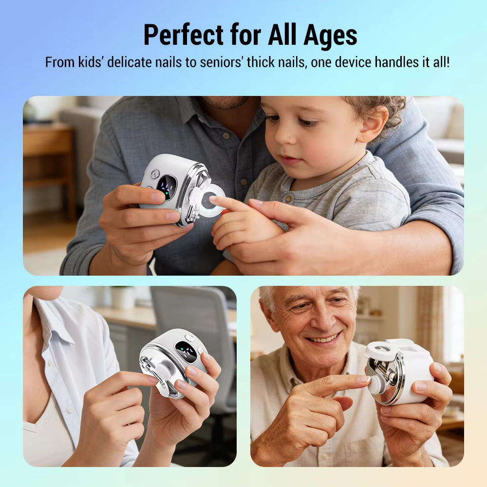 Electric Dual-Blade Nail Clipper with Magnifier & LED Light